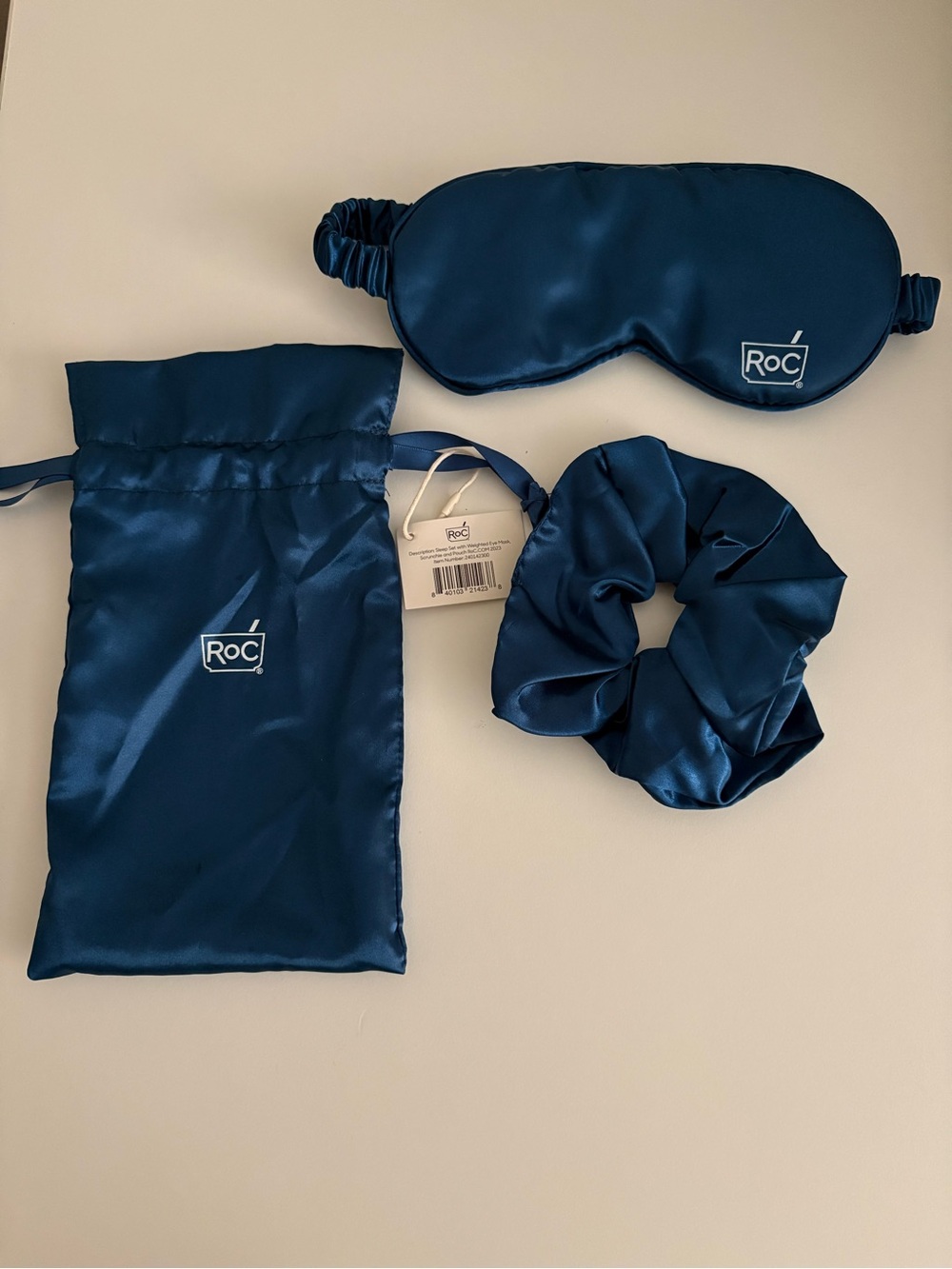 💙 RoC Sleep Set in Deep Navy - Mask, Scrunchie & Pouch NWT